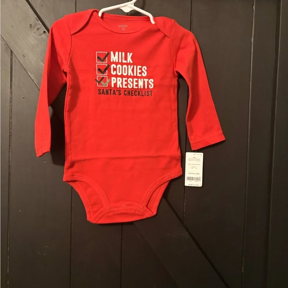 Carter's Red Santa's Checklist Bodysuit